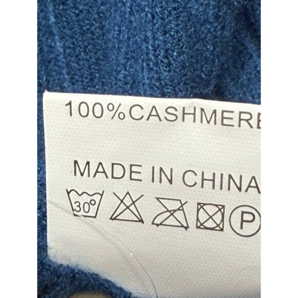 S. Christina  Women’s 100% Cashmere Cable Knit  Turtleneck Sweater Blue Sz S - Picture 11 of 11